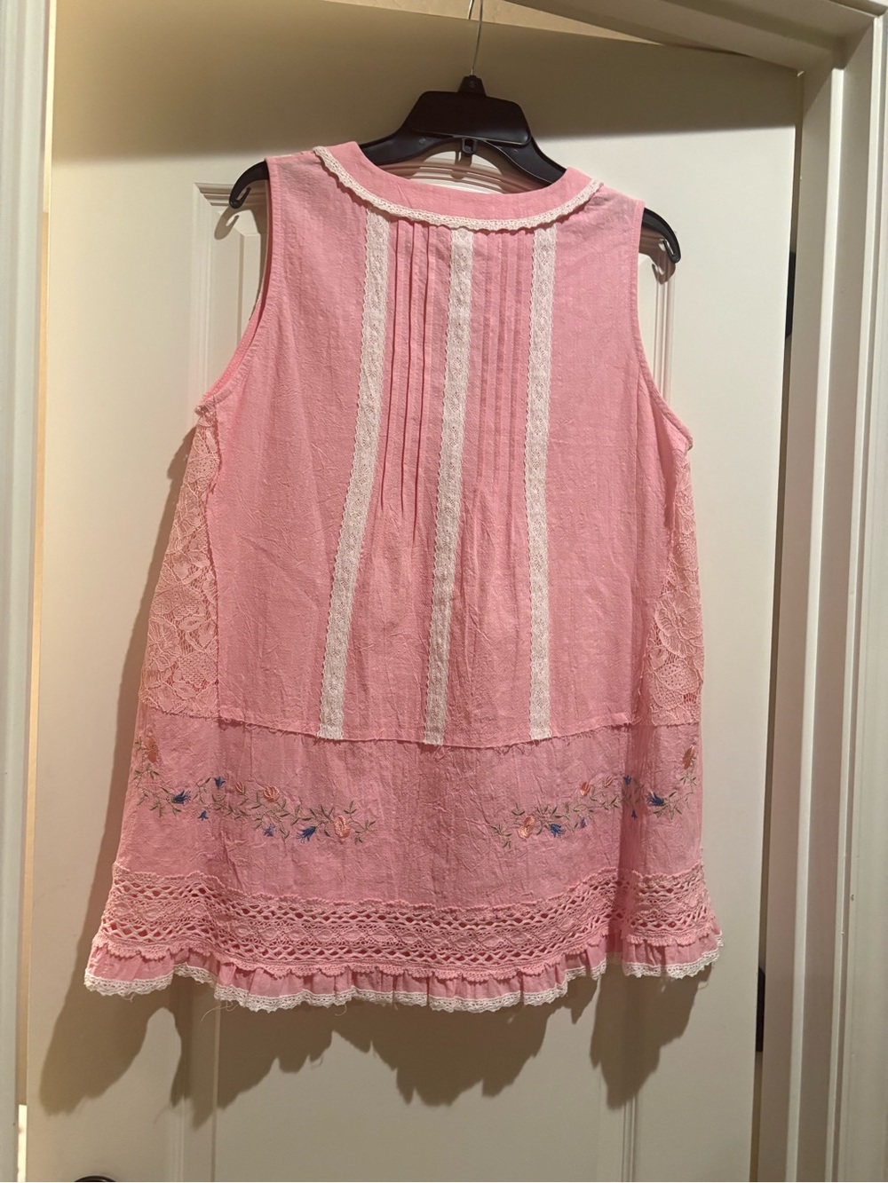 Pink POL Embroidered Cotton Sleeveless Top - Picture 2 of 2